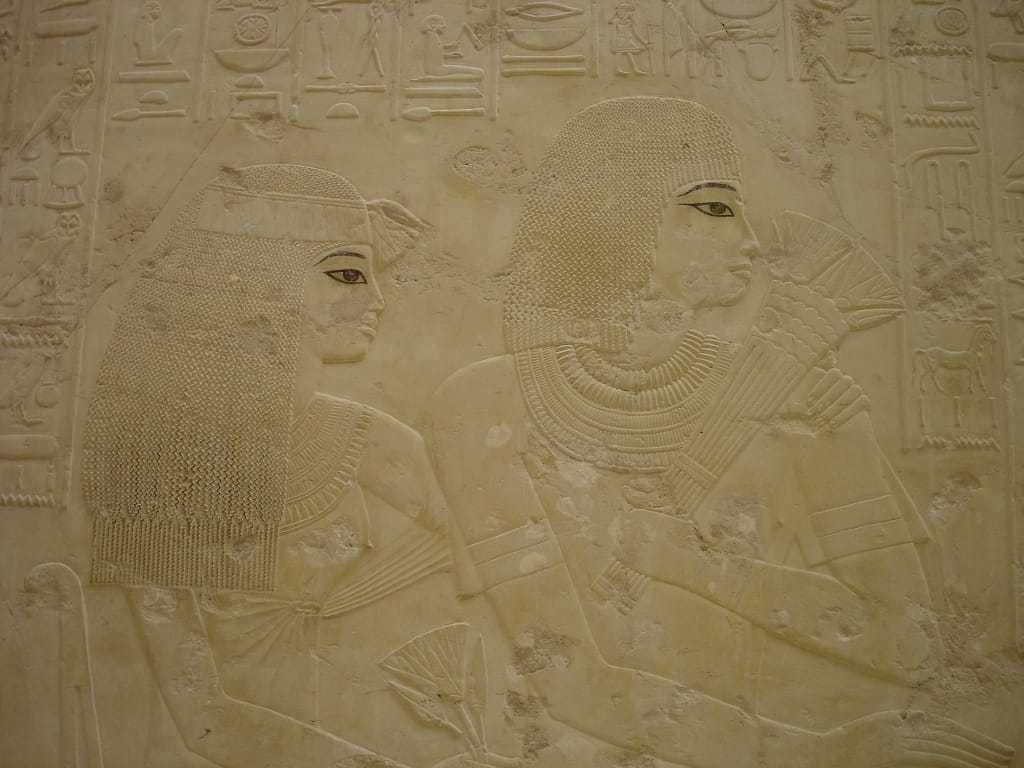 Image of representation in a mural of women in ancient Egypt.
